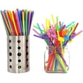 thumbnail image 4 of 100 PCS Flexible Plastic Drinking Straws, Disposable Bendy Party Fancy Straws, 4 of 4