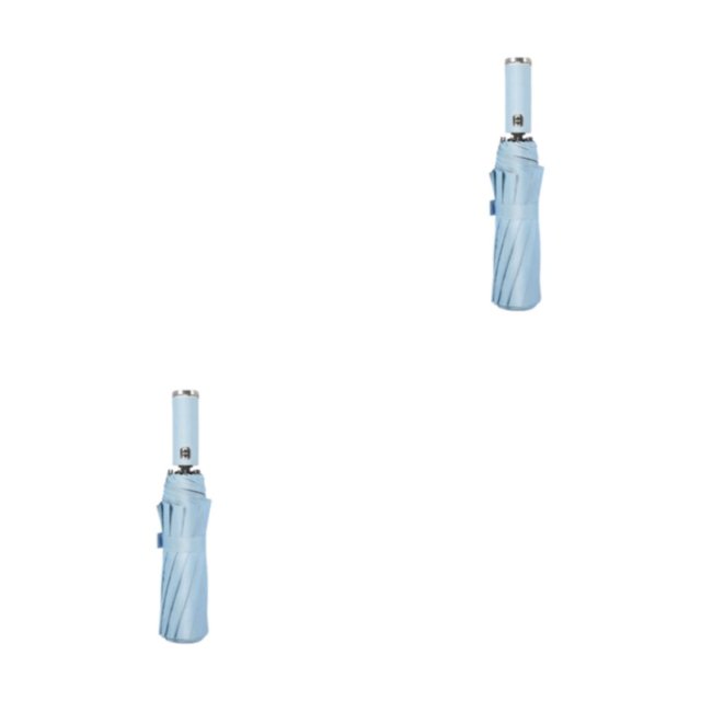 Inteprter Paraguas plegable inverso, 10 varillas, rayas reflectantes, sombrilla UV, sombrilla a prueba de sol para sol, lluvia, día, LED/cielo LED/Azul cielo 2Conjunto