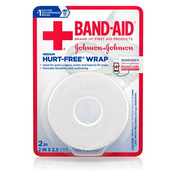 Band-Aid Brand Hurt-Free Self-Adherent Wound Wrap, 2 In by 2.3 yd