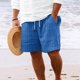 thumbnail image 1 of pstuiky Hombres bajos, Pantalones cortos rectos de cintura elástica con bolsillos sólidos informales para hombre Pantalones cortos de entrenamiento, 1 of 7