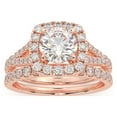 thumbnail image 3 of 1 1/3 Carat TW Women's Moissanite and Natural Diamonds Bridal Set in 10k Rose Gold, Size 7, 3 of 4