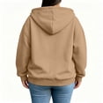 thumbnail image 6 of Axdhxbd Full Zip Hoodie for Women Plus Size Winter Long Sleeve Drawstring Hoodies Sweatshirts Loose Casual Solid Color Sweatshirt Jacket with Pockets Khaki L-5XL, 6 of 9
