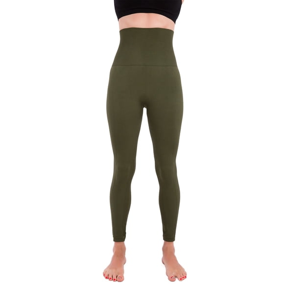 Leggins para hombre, cintura alta, compresión, control de barriga, color oliva, talla M