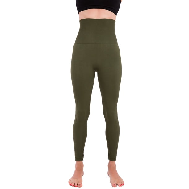 Leggins para hombre, cintura alta, compresión, control de barriga, color oliva, talla L