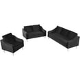 thumbnail image 5 of 3 Pieces Living Room Sofa Set, Modern Velvet Upholstered Sectional Sofa Furniture Set with 3-Seat Sofa, Loveseat and Armchair, 6 Seater Couch Sofa Set for Home Office (1+2+3-Seat), Black, 5 of 7