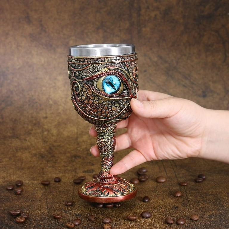 Medieval Double Dragon store Wine Goblet Dungeons and Dragons Wine Chalice, Stainless Steel Drinking Cup