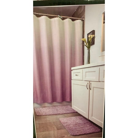 Chateau Liner - Mon Chateau 5 Piece Bath Set 2 Bath Rugs 1 Shower Curtain 1 Shower Liner 1 Set Of 12 Metal Hooks POTTERY PURPLE)