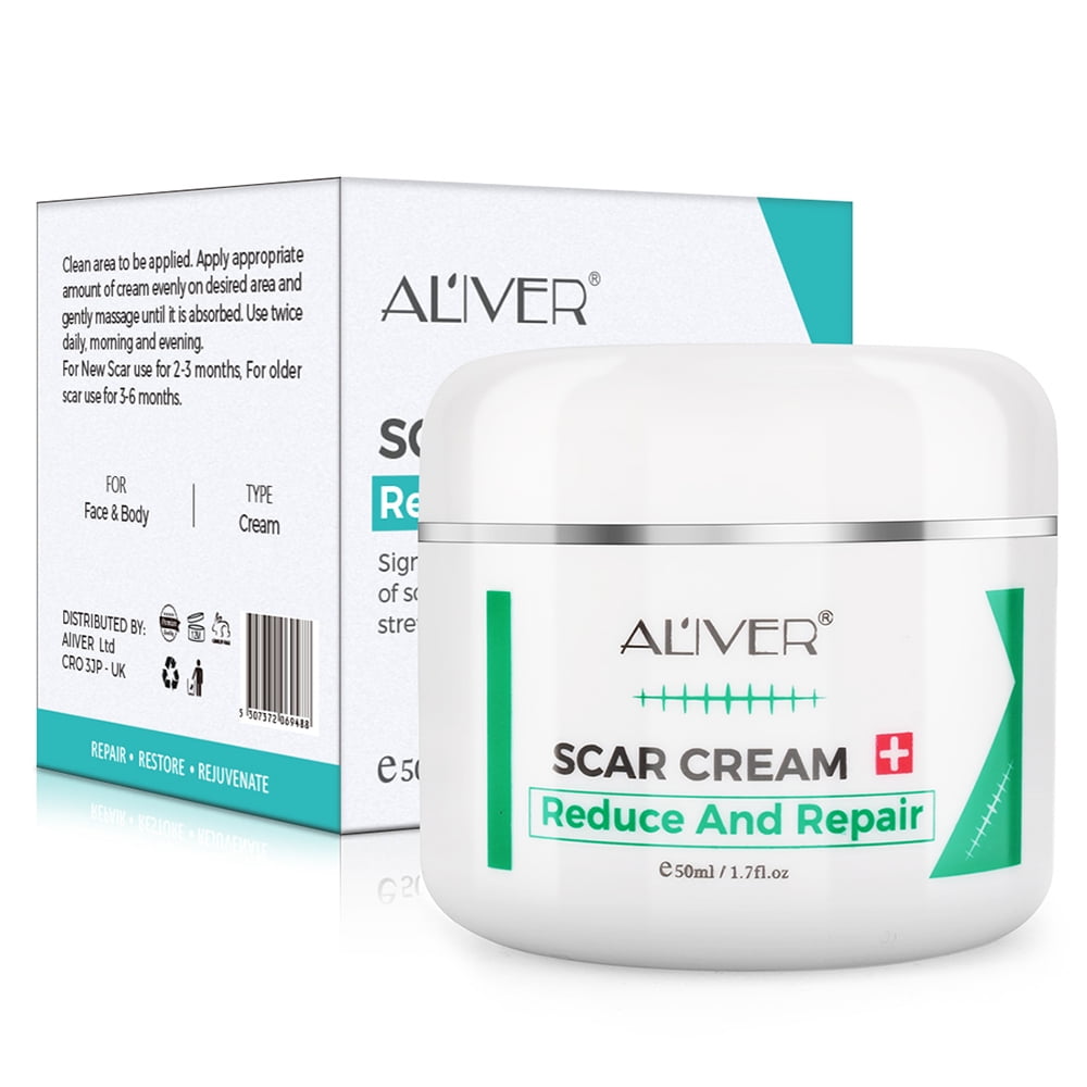 ALIVER Scar Cream, Stretch Marks Remover, Ideal for Acne, C-Section, Burns, Surgical Scars Treatment, Effective for Old and New Scars, 1.7 oz