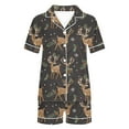 thumbnail image 5 of Uootdi Gift Christmas Pajamas for Women Set Silk Satin Short Sleeve Button Down Top Soft Sleepwear Lounge Xmas Pjs, 5 of 6