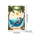 thumbnail image 4 of AMHNF Skeleton Relaxing on Hammock Linen Garden Flag for Spring Summer Home Outdoor Garden Yard Door Decor 12x18 inch, 4 of 5