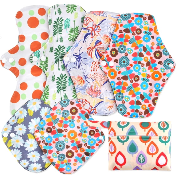 ZOUYUE Reusable Sanitary Pads,Bamboo Charcoal Fiber Waterproof Menstrual Menstrual Pad,Strong Air Permeability Washable Incontinence Pads for Menstrual Period,Soft Cloth Menstrual Pads With Wet Bag