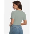 thumbnail image 2 of Womens Scoop Neck T Shirts Basic Ribbed Tees Fitted Tshirt Plain Short Sleeve Tops Casual, 2 of 6
