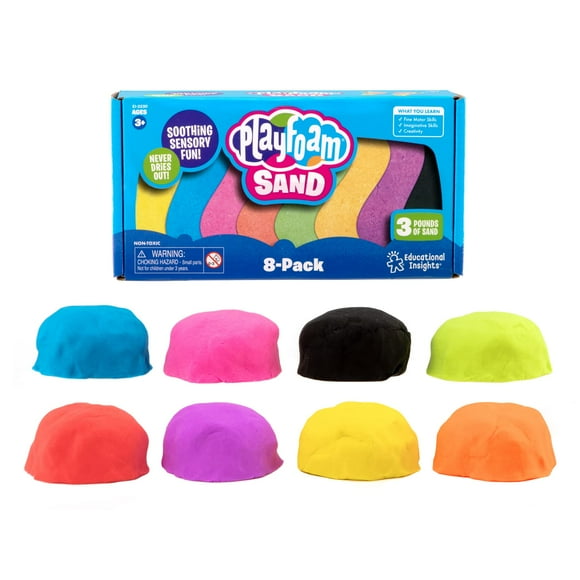 Educational Insights Sable en Mousse Lot de 8 - Sable de Jeu pour Table Sensorielle, Remplisseur de Bac Sensoriel pour Maison Ou Salle de Classe, Composé de Bricolage Moulable pour Tout-Petits, Cadeaux pour Enfants 3+