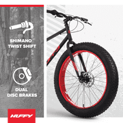 Huffy 26 Maunga Fat Tire Mountain Bike, Fits Riders 60+, Black/Red, Adult, Unisex