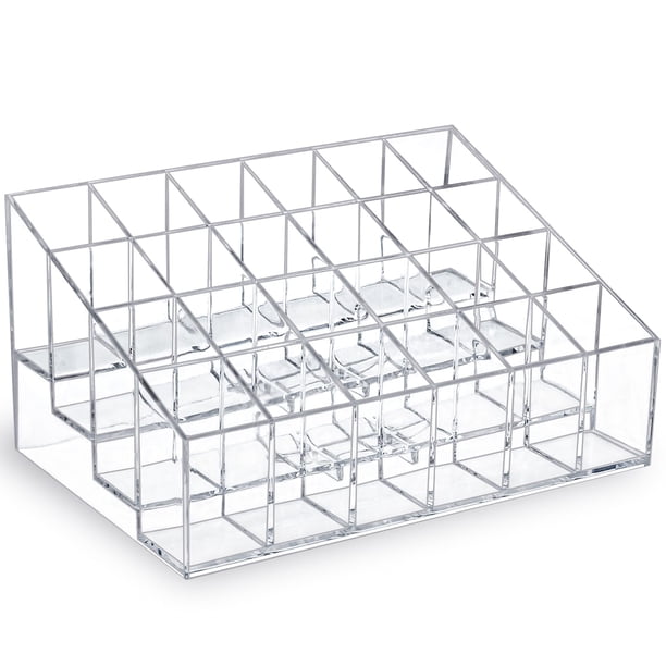 Organizador de labiales MOSIKER de plástico transparente con 24 compartimentos