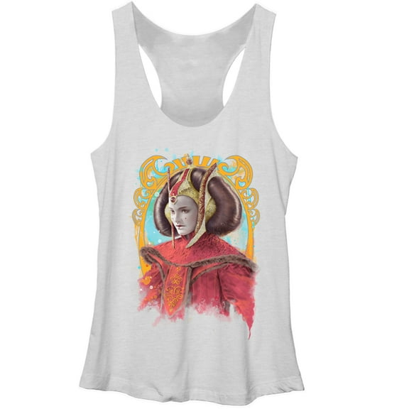 Women's Star Wars Queen Amidala Racerback Tank Top White Heather Small