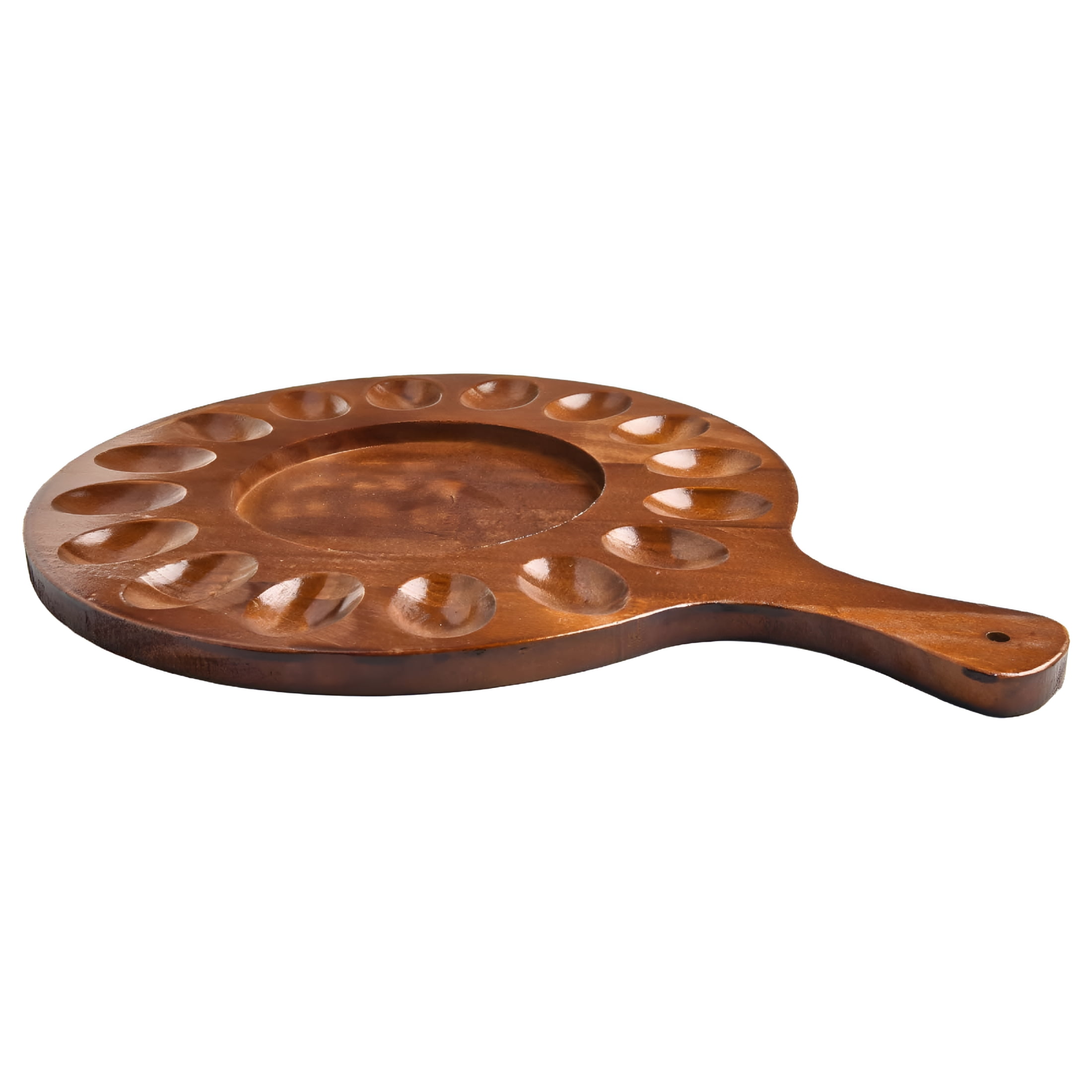 ACDANC 2026 New Deviled Egg Platter,Wooden Deviled Egg Tray 16 Holes Round Egg Holder Wooden Deviled Egg Tray for Parties, Gatherings, Appetizers, Holiday Meals, Kitchen Serving, Festive Occasions