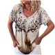 thumbnail image 1 of Camiseta informal para mujer, blusa de manga corta con cuello en V y estampado Retro, Tops Fridja  bn4784, 1 of 8