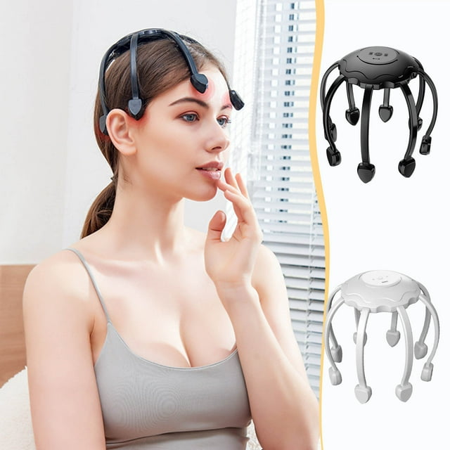 Masajeador eléctrico para cuero cabelludo y cabeza - 5 modos de vibración, diseño pulpo de 360° para aliviar el estrés y estimular el cabello