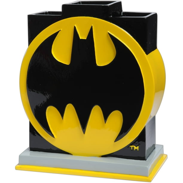 Batman Kids Toothbrush Holder Bathroom Accessory, Black and Yellow