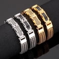 thumbnail image 4 of Pulsera de diamantes para hombre de acero inoxidable dorado creativa y de moda europea y americana, 4 of 6