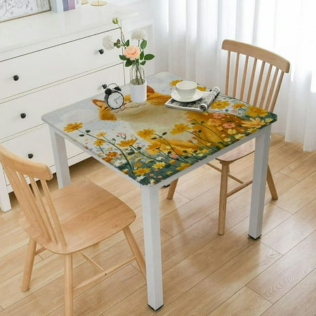 

ONETECH Cat Flowers Sadness Square Tablecloth 100% Polyester Fiber 40*40