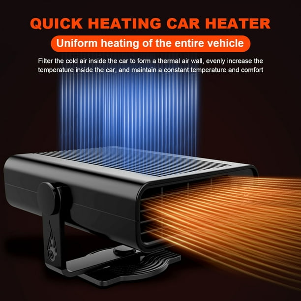 Ventilador calefactor eléctrico para coche de 12/24V, ventilador calefactor giratorio 360, calentador antivaho combinado para coche