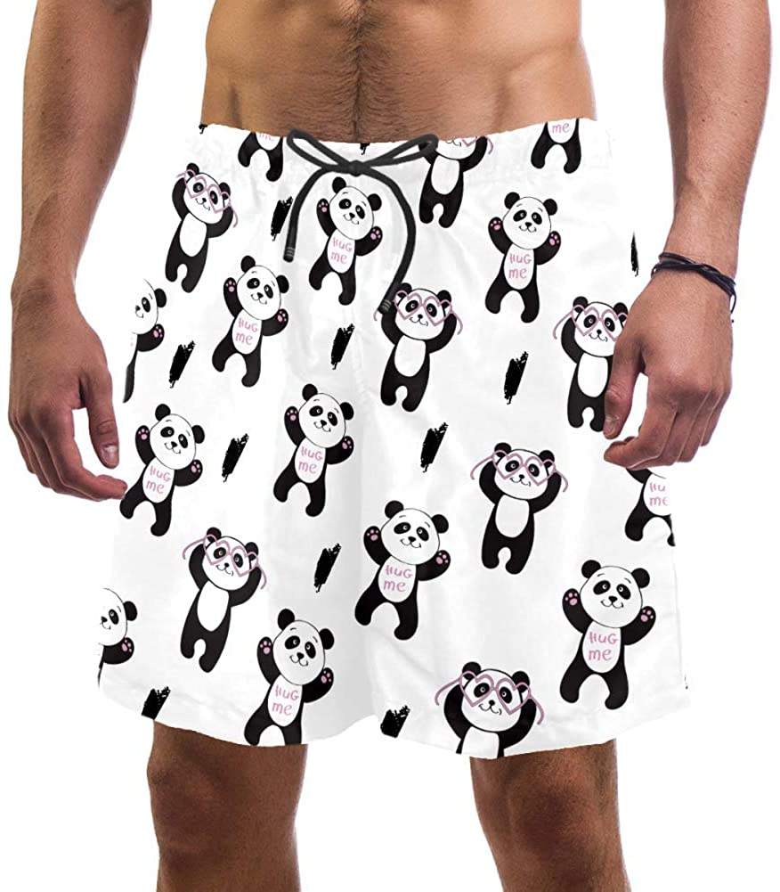 Hug Me Panda Men's Swim Trunks Quick 