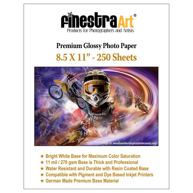 8.5" X 11" Premium Glossy Inkjet Photo Paper - 250 Sheets