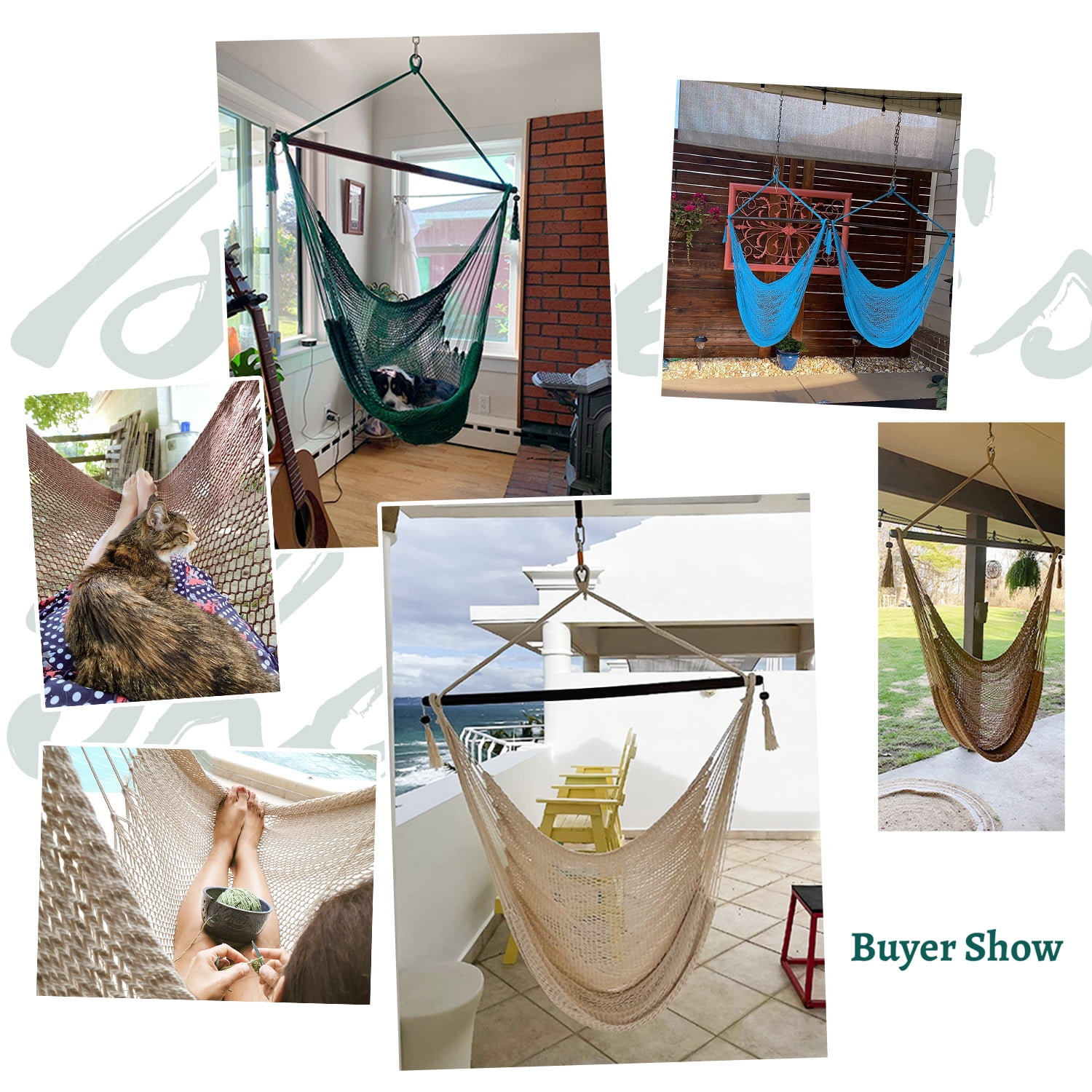 Bathonly Portable Caribbean Hammock Swing Chair with Wood Bar, Outdoor Indoor, Max 330 lbs, Brown