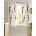 thumbnail image 4 of Multi-Color Diamond Sheer Curtains 54 Inch Length 2 Panels Set for Living Room/Bedroom, Modern Geometric Middle Century Beige Kitchen Curtains Grommet Semi-Sheer Curtains Window Treatments 42"x54"x2, 4 of 7