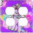 thumbnail image 3 of Metal Light Switch Plate Cover Purple Unicorn Rose Fairy Universe UNI006, 3 of 13