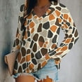 thumbnail image 2 of LYWC Vintage Giraffe Skin - 1201 Long Sleeve Shirts For Women Oversized Tshirts Tops Tees Fall T-Shirts V Neck, 2 of 7