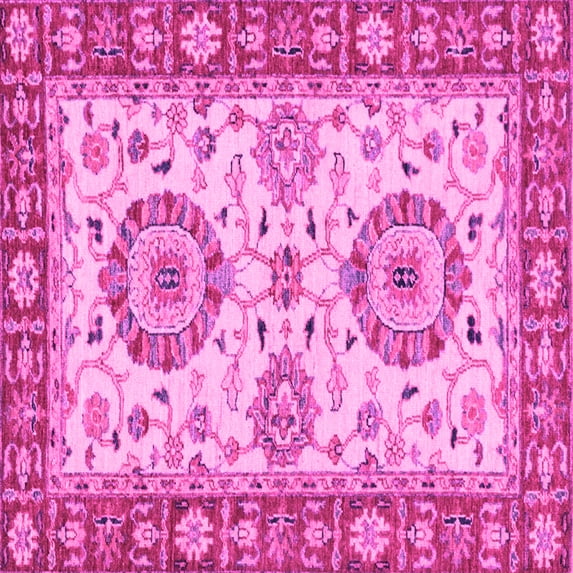 Ahgly Company Indoor Square Oriental Pink Traditional Area Rugs, 4' Square