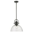 thumbnail image 5 of Yep by Golden Lighting Hines 1-light 14in Pendant in Rubbed Bronze and Seeded Glass, 5 of 7