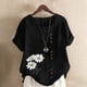 thumbnail image 2 of Vestidos Casuales Para Mujer, Blusas De Mujer De Moda Blusa informal de lino con botones y manga corta estampada para mujer, 2 of 4
