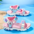 thumbnail image 4 of Ticikt Kids EVA Sport Sandals, Lightweight Adjustable Strap Outdoor Beach Shoes, Girls Color Block Princess Style Summer Sandals, 4 of 7