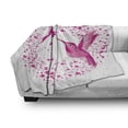 thumbnail image 3 of Hummingbird Soft Flannel Fleece Throw Blanket, Hummingbird Flies to the Flower Polkadots Flourishes Summer Garden Artwork, Cozy Plush for Indoor and Outdoor Use, 50" x 60", Pink Fuchsia, by Ambesonne, 3 of 6