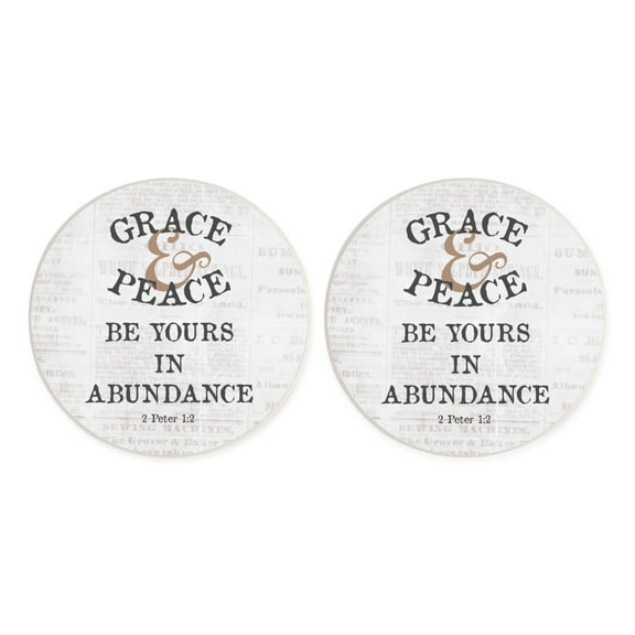 Grace and Peace Newprint 2.75 x 2.75 Absorbent Ceramic Car Coasters Pack of 2