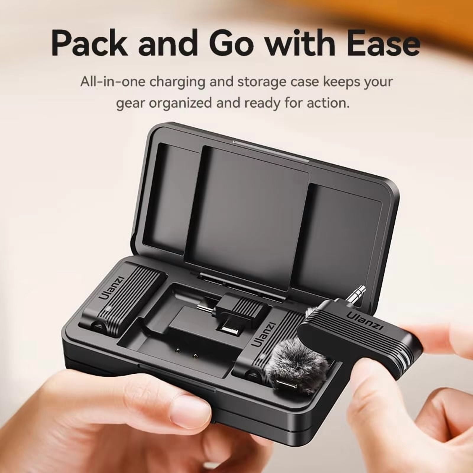 Ulanzi A100 Wireless Lavalier Microphone - J12 Upgrade, Real-Time Monitoring for iPhone 17/16/15 Pro/Pro Max, Camera Sound Recording Mic