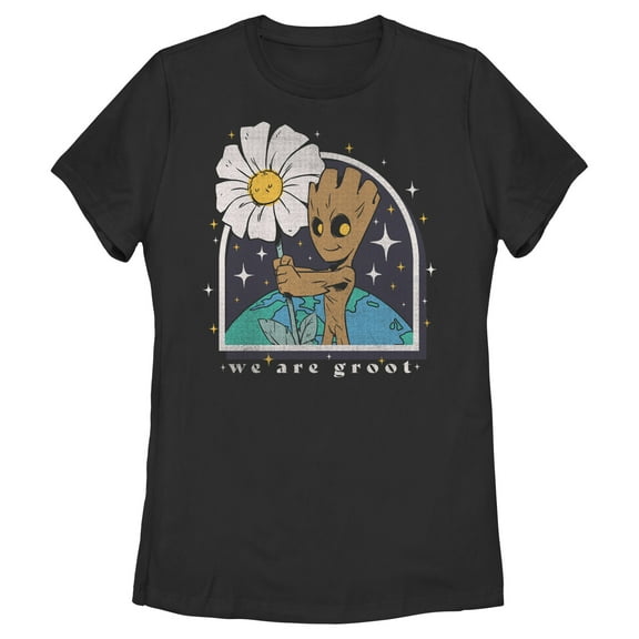 Women's Guardians of the Galaxy We Are Groot Graphic Tee Black Medium