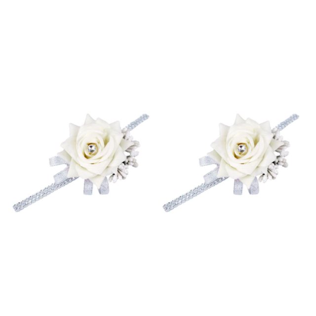 Guardurnaity Apariencia realista de la flor de la muñeca de la dama de honor para una durabilidad duradera Flores de la mano de la blanco blanco 2piezas