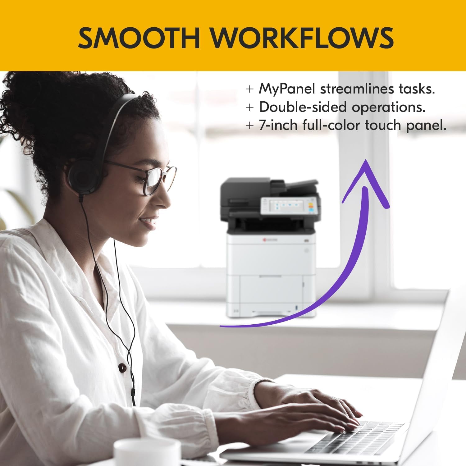 Kyocera ECOSYS MA4000cix A4 Multifunctional Color Laser Printer (Print/Copy/Scan), 42 ppm, 1200 dpi, Gigabit Ethernet & HyPAS Capable, 7 inch Touchscreen Panel, Dual Scan Document Processor