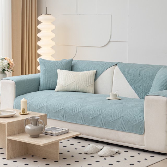 Washable Cotton Patchwork Slipcover Backside Anti Slip Particles Couch and L Shaped Sofa Towel Pure Color Breathable Seat Covers