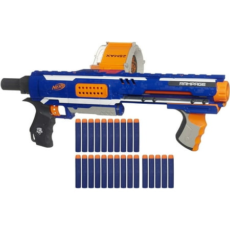 Nerf Rampage N-Strike Elite Toy Blaster with 25 Dart Drum Slam Fire & 25 Official Elite Foam Darts for Kids, Teens, & Adults (Exclusive)