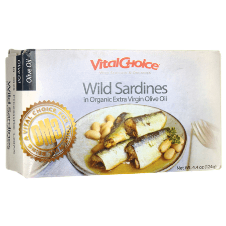 Vital Choice Wild Sardines in Organic Extra Virgin Olive Oil 4.4 oz (Best Way To Eat Sardines)