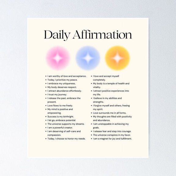 Daily affirmation UNFRAMED Poster, 8x12