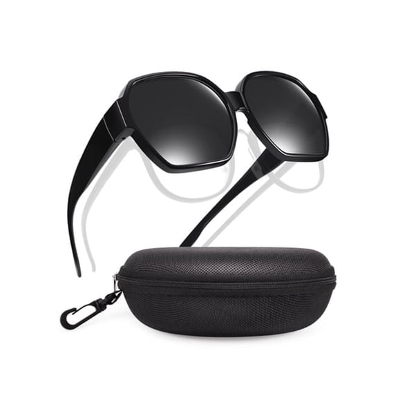 HBMYN Oversized Square Fit over Glasses Sunglasses for Women with Hard Case,Trendy Polarized Uv400 Wear over Prescription Glasses