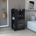 thumbnail image 2 of Lansing Bar Cart with 2-Side Shelves in Black Wengue Engineered Wood, 2 of 5