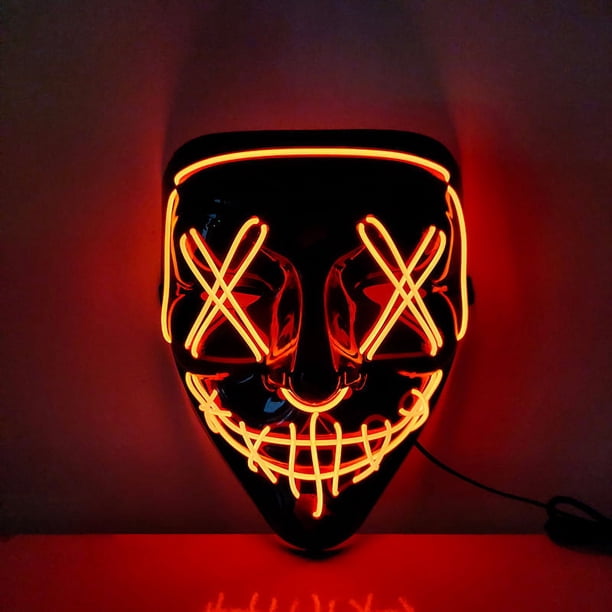 Máscara Máscara Iluminada De Halloween PP Luz Fría Máscara Ergonómica LED Aterradora Brillante Para Cosplay